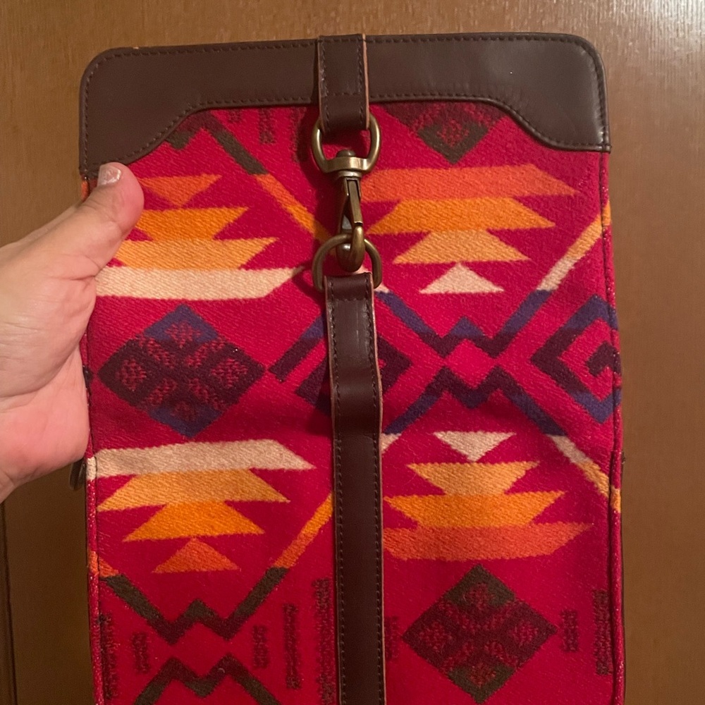 Red and Brown Pendleton Wool Leather Crossbody - Picture 4 of 6